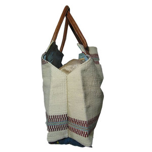 Ladies Cotton Handloom White Durries Bag Handmade Traditional Tote Bag Eco Friendly Reusable Shoulder <b>Handbag</b> Stylish Everyday - Product Image 2