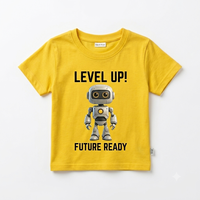 T-shirt en coton jersey de haute qualité pour homme, à manches courtes et col rond, imprimé avec un personnage de robot mignon, couleur personnalisée, 180 grammes
