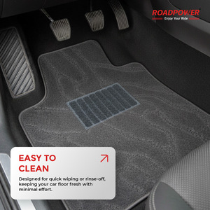 ROADPOWER (RP-MAT-188) Universal 5-Piece Premium Carpet Car <b>Floor</b> Mats For Front And Rear <b>Seats</b> Protects Vehicle From Dirt - Product Image 4