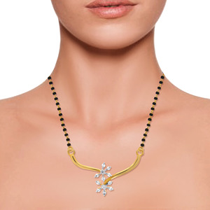 Collier long élégant pour femme, plaqué or rose 18 carats, or jaune, perles noires, pendentif floral, diamants de laboratoire taillés - Product Image 4