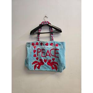 Sac en velours brodé Suzani fait main pour femme, usage quotidien, hiver, taille 18x18, vente en gros - Product Image 3