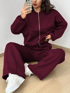 Women Tracksuit Slim Fit Cotton Polyester Zipper Jogger <b>Pants</b> Breathable Stretch Training Gym Wear set Cheap Price OEM - Product Image 4