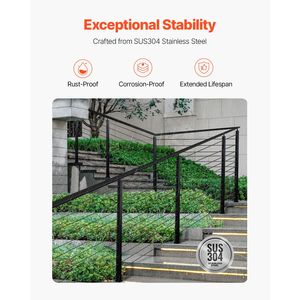 Montante per Ringhiera a Cavo 42x1x2 Pollici in Acciaio Inox con Fori Angolati a 30 Gradi Pre-Forati per Ringhiere a Cavo - Product Image 1