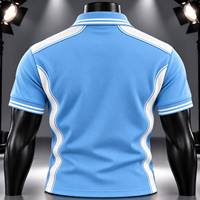 RICHTALK SPORTS Kaos Pria Biru Lengan Pendek Cepat Kering Rajutan Regular Fit Desain Sporty Logo Depan Cetak Digital 200g