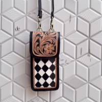 Bolso de Mano para Teléfono, Bolso de Cuero Tallado a Mano, Bolsos Pequeños con Diseño de Damas de Inglatera, Bolso Bandolera de Diseño Único