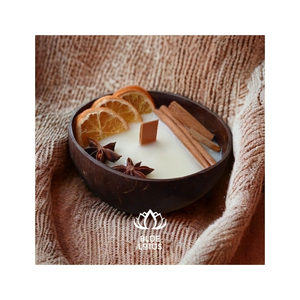 Bougie en Coque de Noix de Coco de Qualité Supérieure, Matériau Écologique pour la Décoration Intérieure et les Coffrets Cadeaux, avec Combustion Propre et Ambiance Chaude - Product Image 1