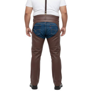 High-Quality Leather Riding Chaps with <b>Foam</b> <b>Padded</b> Back and Adjustable Waist Buckle Closure Chaps For Men's - Product Image 2