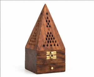 Luxury Handmade Eco-Friendly Durable Wooden Bakhoor Burner Box Pyramid Shape Incense Burner Holder for Agarwood - Product Image 4