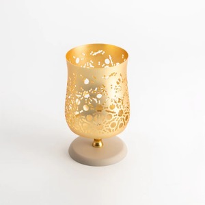 Luxury Gold Filigree Metal <b>Hurricane</b> <b>Candle</b> Holder With Elegant Marble Base Decorative Votive Stand For Home Decor - Product Image 3