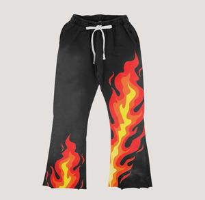 Custom Made Screen Printing Flared Tracksuits and Hoodie Sets Acid Washed 100% Organic Cotton Digital Printed Flared Sweat Suits - Product Image 3