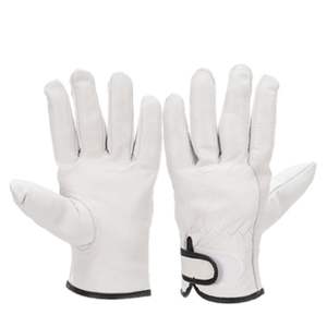 Premium Cowhide Grain Leather Work Gloves Anti-Cut Anti-Heat Safety <b>Cuff</b> Durable Keystone <b>Thumb</b> Shirred Elastic Back for - Product Image 1