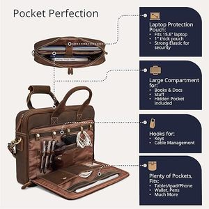 Custom Logo Genuine Leather Laptop <b>Briefcase</b> for Men Women Wholesale Brown Office Travel Handbag Elegant Computer Messenger Bag - Product Image 5