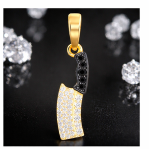 Trendy Classic Fashion Jewelry Custom Iced 925 <b>Silver</b> Rhodium Plated <b>Necklaces</b> Kitchen Chef Butcher's Knife Hip Hop Natural Gift - Product Image 4