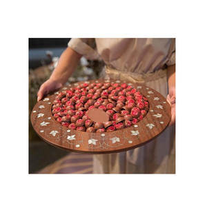 Plateau à chocolats en bois et nacre, plateau de service pour chocolats et bonbons, plateau à motif de feuille de lotus, au prix le plus bas - Product Image 1