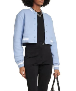 Custom Wholesale Women's Cropped Varsity Jacket for Gym & Running Cotton Oversized Sports Bomber Coat <b>Quilted</b> Embroidery - Product Image 2
