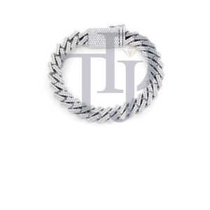 Pulsera de Cadena Cubana Premium con Diamantes Iced Out, Oro 10KT 14KT, Plata 925, VS1 VS2, Color H-I, Lujo Hip Hop Bling - Product Image 1