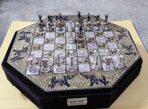 Traditional Metal Gold-Plated Eco-Friendly <b>Chess</b> Board Sculpture <b>Set</b> Die Cutting Printing OEM/ODM Service for Home Decoration - Product Image 1