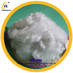 Matériau de remplissage en béton ignifuge 15D polyester PET creux blanc fibre discontinue 7D GRS certifiée Oeko-Tex - Product Image 2