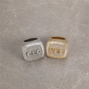 Cushion Shape Moissanite Diamond Letter <b>Ring</b> 925 Silver Iced Out Custom Name Hip Hop <b>Statement</b> <b>Ring</b> - Product Image 6