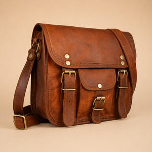 Vintage Brown Genuine Leather Large Capacity Fashion <b>Satchel</b> Shoulder <b>Bag</b> with Buckle for <b>Men</b> Women Unisex Travel Daily Use - Product Image 1