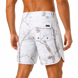 Shorts de bain pour hommes, camouflage blanc Woodland, séchage rapide, pour surf et natation, avec logo personnalisé, légers, pour sports nautiques - Product Image 4