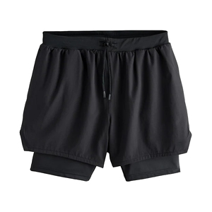 Shorts Homme 2026 Noir Uni Séchage Rapide avec Cordon de Serrage Taille Mi-Haute Décontracté en Polyester Tissé Personnalisable - Product Image 1