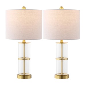 Minimalist Solid Brass <b>Table</b> Lamp with Elegant Linen Shade for Bedroom - Product Image 3