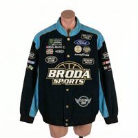Blouson de moto en coton épais OEM en gros, avec logo brodé personnalisé, style vintage NASCAR, pour homme, toutes tailles, hiver