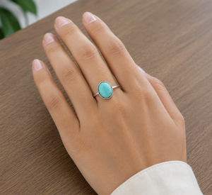 Natural <b>Turquoise</b> Gemstone <b>Ring</b> in Solid 925 Sterling Silver Bezel Setting Certified Party Jewelry for Wholesale - Product Image 6