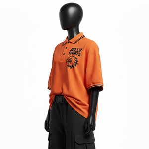 Polo de Piqué de Algodón Premium Transpirable para Mujer, 240 GSM, Naranja y Negro, Cuello Acanalado, Logotipo Personalizado con Transferencia Térmica, Camiseta Polo para Mujer - Product Image 4