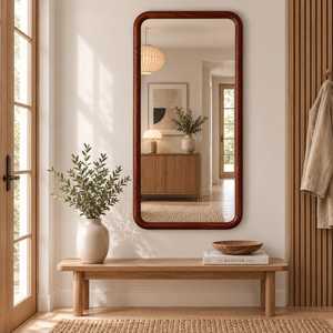 Solid Wood Decorative <b>Wall</b> <b>Mirror</b> <b>Rectangular</b> Frame for Bedroom Living Room Hallway Entryway Home Interior Modern Decor - Product Image 2