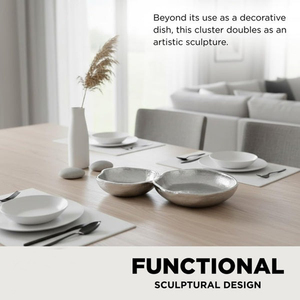 Ensemble de bols de service en métal argenté à double section, ustensiles de cuisine artisanaux, décoration de table moderne, centre de table, cadeau pour condiments - Product Image 5
