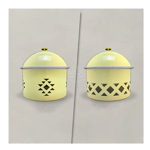 Modern Perforated Yellow <b>Chafing</b> <b>Dish</b> <b>Set</b> with Dome Lid Premium Food Warmer for Industrial Style Hospitality and <b>Buffet</b> Service - Product Image 1