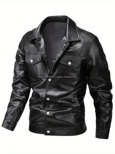 OEM Service Custom Made Logo Hombres Chaqueta de cuero genuino Uso de invierno Cremallera Hombres Chaqueta de cuero de moda para hombres - Product Image 3