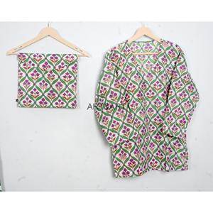 Conjunto de Pijama de Algodón 100% con Estampado Floral para Mujer, Manga Larga, Cuello en V, Cintura Elástica, Ropa de Dormir Informal, Suave y Transpirable, ART&ART Primavera - Product Image 2