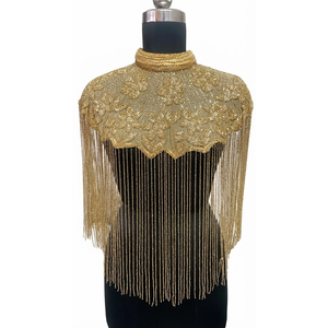 Cape de luxe perlée pour femme, col à franges, accessoire de robe de soirée, couvre-épaules de mariée - Product Image 5