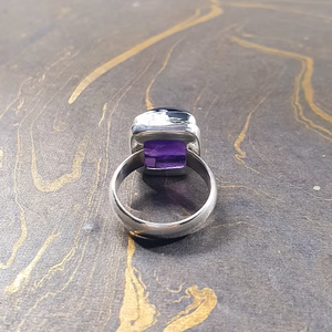 Handmade <b>Cushion</b> Cut Purple Amethyst <b>Ring</b> 925 Sterling Silver Bezel Setting Elegant Boho Statement Jewelry Vendor - Product Image 4