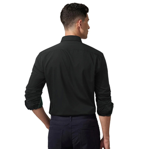 Chemise habillée noire pour homme à manches longues, boutonnée, formelle, décontractée, col classique, OEM personnalisé - Product Image 2