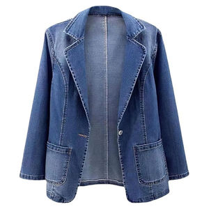 Chaqueta Casual de Invierno para Mujer, Ecológica, con Calefacción, Estilo Blazer Vaquero, Cuello Camisero, Cierre de Botón, Bolsillos con Parche, Manga Larga, 100% Algodón - Product Image 1
