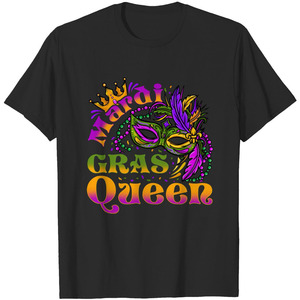 เสื้อยืดผ้าฝ้ายพิมพ์ลายหน้ากากราชินีมาร์ดิกราส์สำหรับผู้หญิง คอกลม แขนสั้น สวมใส่สบายๆ สำหรับฤดูใบไม้ผลิและฤดูร้อน ทรงพอดีตัว - Product Image 6