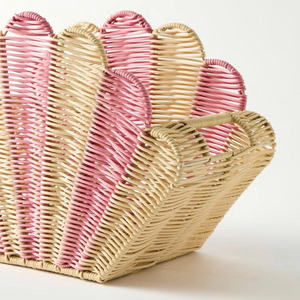 Cesta de almacenamiento infantil de ratán natural rosa con forma de concha, adorable cesta de almacenamiento hecha a mano para juguetes y decoración de habitación infantil. - Product Image 3