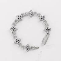 Gelang Rantai Perak Geometris Kristen Mewah dengan Batu Moissanite Kubik dan Gesper Bunga, Perhiasan untuk Wanita, Hadiah Pesta