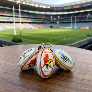 Porte-clés personnalisé en forme de mini ballon de rugby en caoutchouc avec impression de logo, porte-clés promotionnel pour événements sportifs, image de marque d'entreprise - Product Image 3