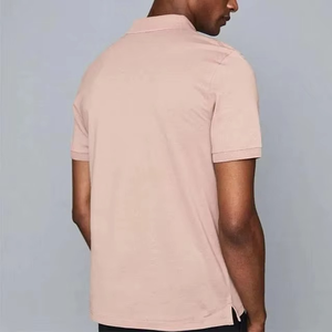 Polo de algodón de primera calidad con logotipo personalizado para hombre, corte ajustado, con cremallera, manga corta, transpirable. - Product Image 2