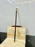 Bastón Multifuncional Hecho a Mano de Madera de Palisandro con Mango Redondo de Latón Pulido