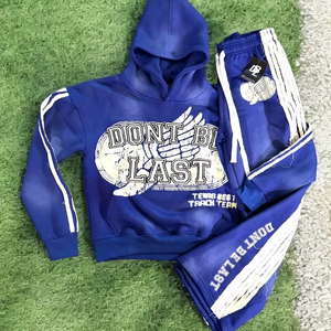 Conjunto Deportivo Personalizado 100% Algodón para Niños, Sudadera con Capucha y Pantalones Jogger Azules, Estilo Deportivo, 100% Poliéster, Otoño - Product Image 4