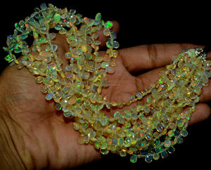 Excellente pierre d'opale éthiopienne naturelle en forme de poire à facettes de qualité supérieure 5x4 à 9x4mm perles pierre opale fabrication de bijoux - Product Image 4