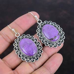Pendientes de purpurita hechos a mano, plata de ley 925, joyería elegante, pendientes de piedras preciosas moradas naturales para mujer - Product Image 6