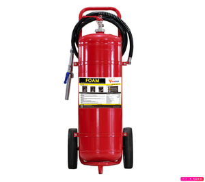 Extincteur à mousse concentrée AFFF 3% 50L sur chariot, classe de performance incendie 144B, puissant, portable, en acier, à film aqueux formant - Product Image 1