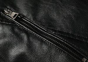 Veste en cuir véritable noire pour homme de haute qualité, coupe ajustée, col montant, fermeture éclair, vêtement d'extérieur pour moto, respirante, manteau d'hiver - Product Image 6